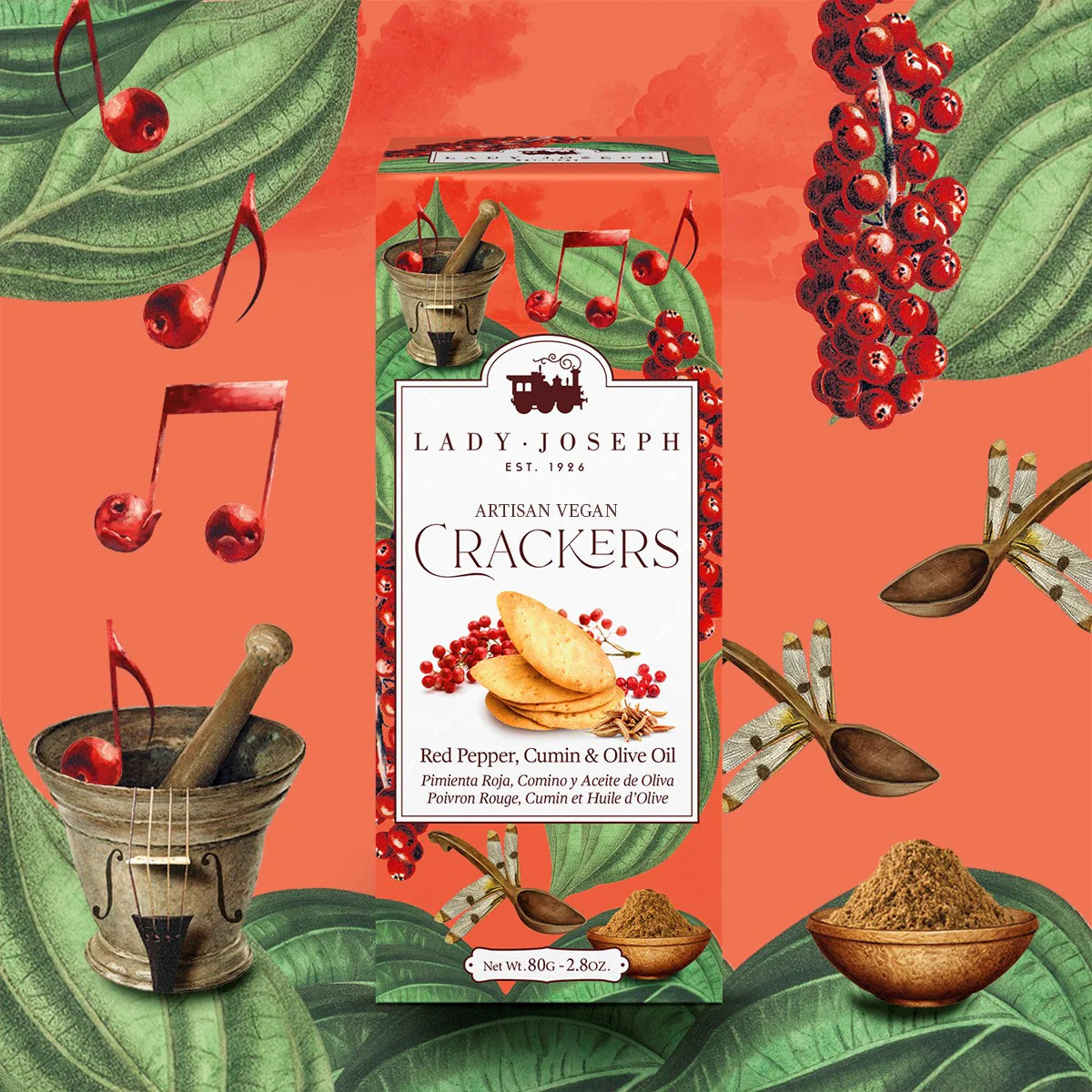Crackers de Pimenta Rosa, Cominhos e Azeite Lady Joseph