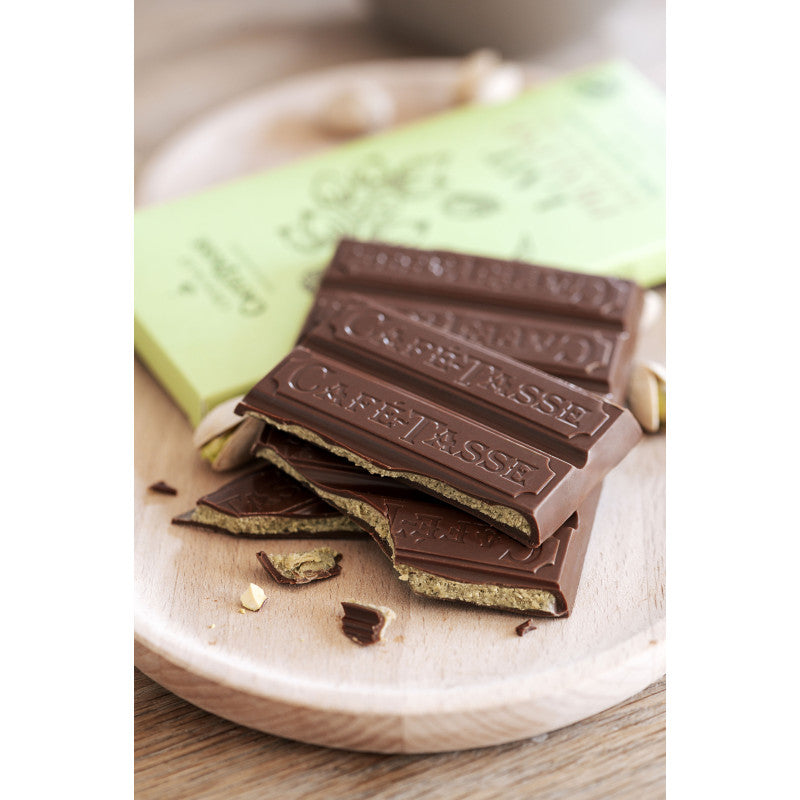 Tablete de Chocolate de Leite com Pistácio e Sal Café-Tasse