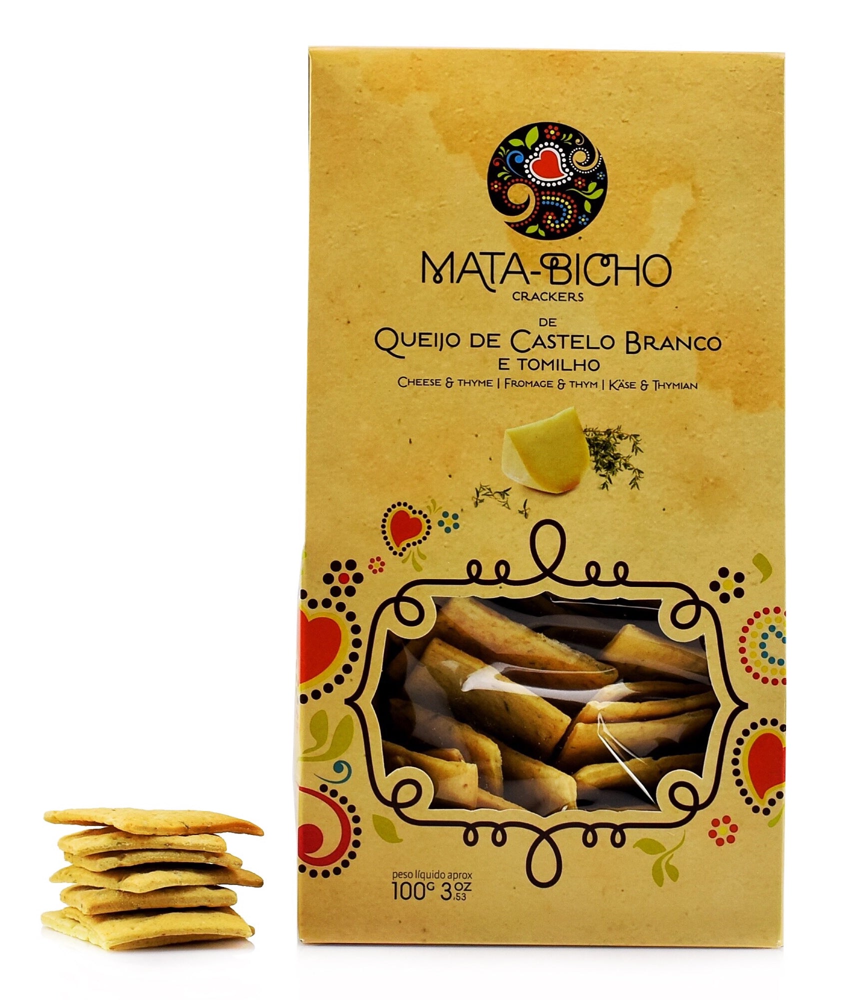 Crackers de Queijo Castelo Branco e Tomilho Mata-Bicho