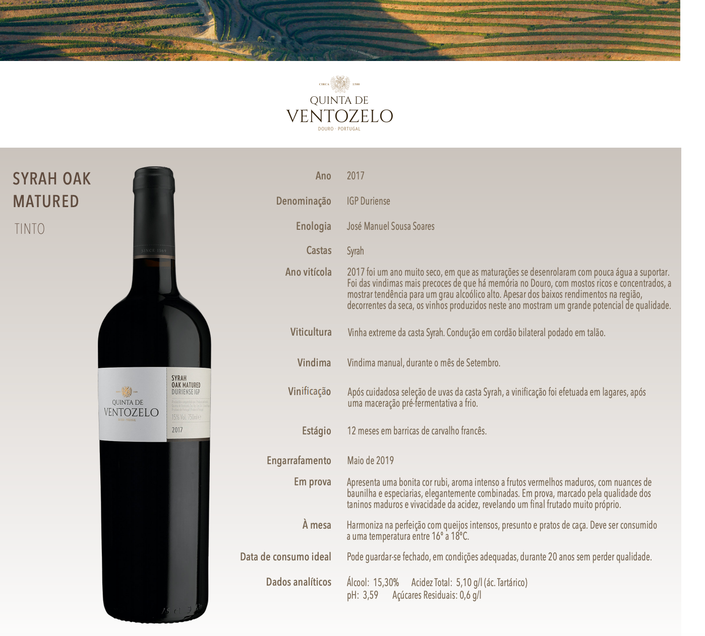 Vinho Tinto Syrah Oak Matured de Ventozelo