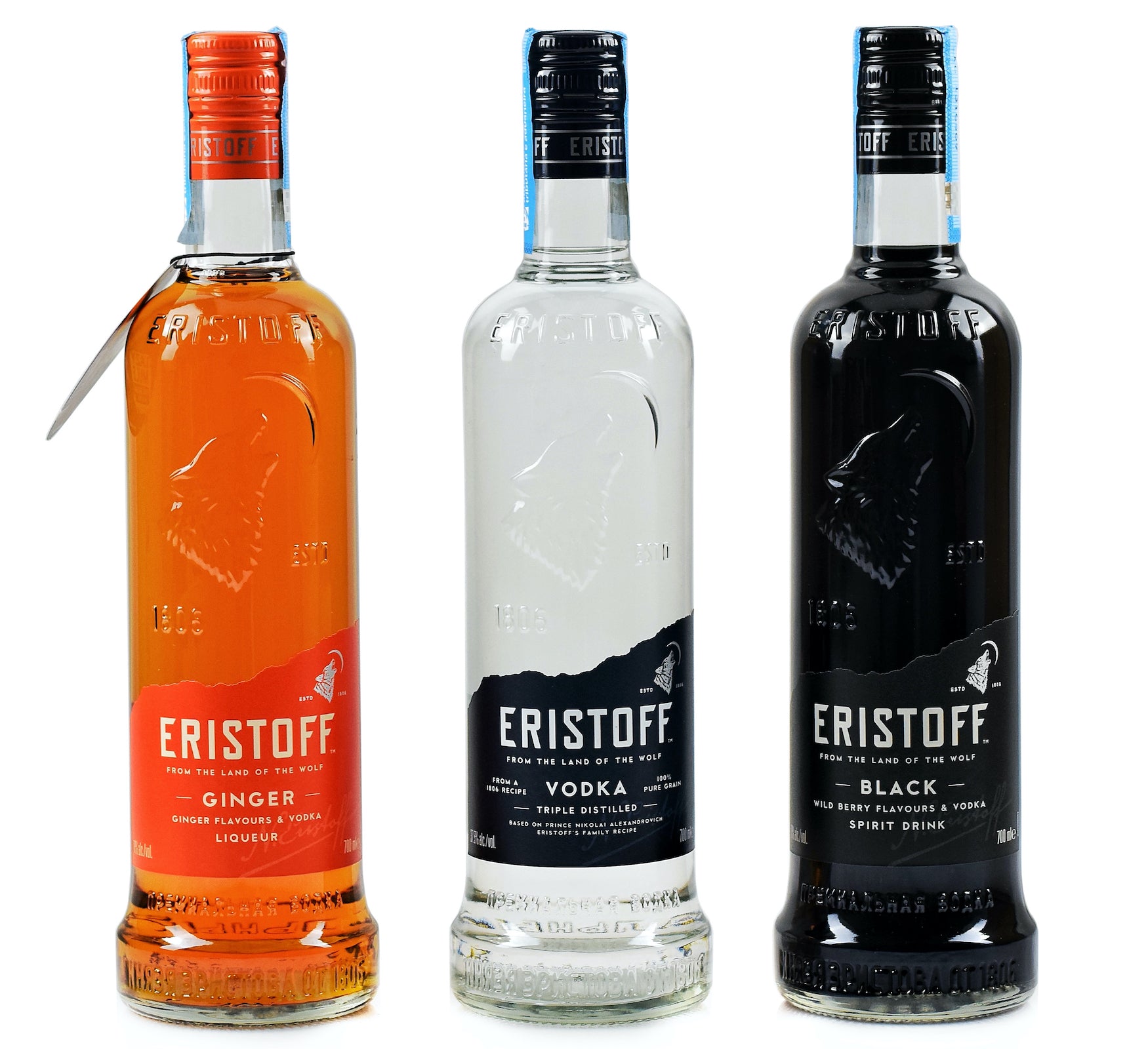 Pack Vodka Eristoff - Premium, Black e Gengibre