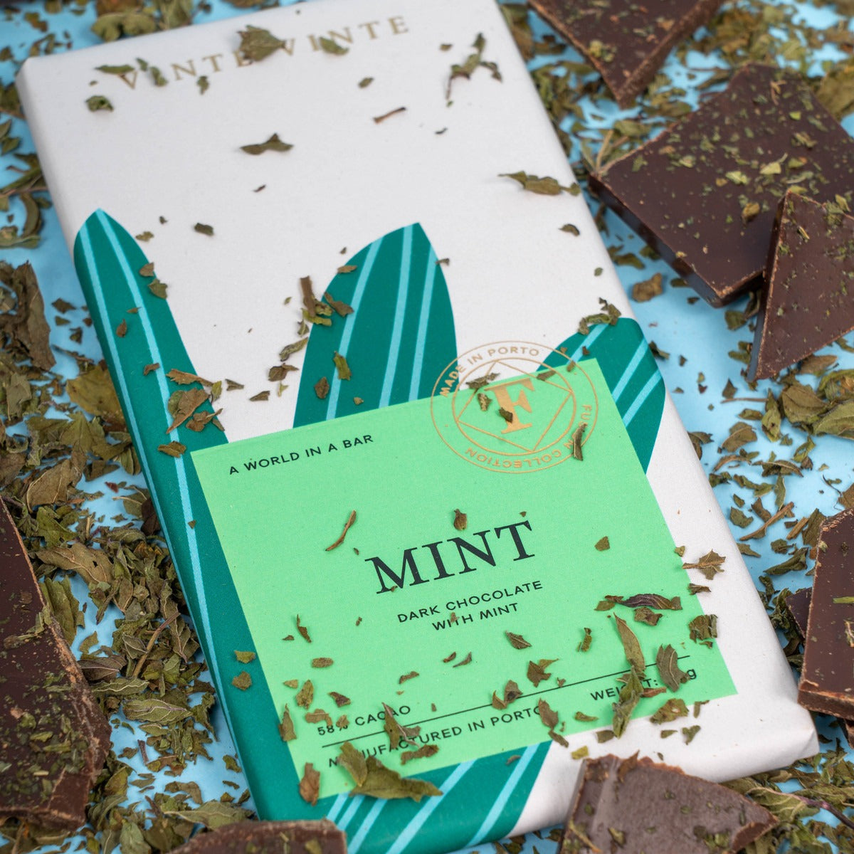 Tablete de Chocolate Negro com Menta Vinte Vinte