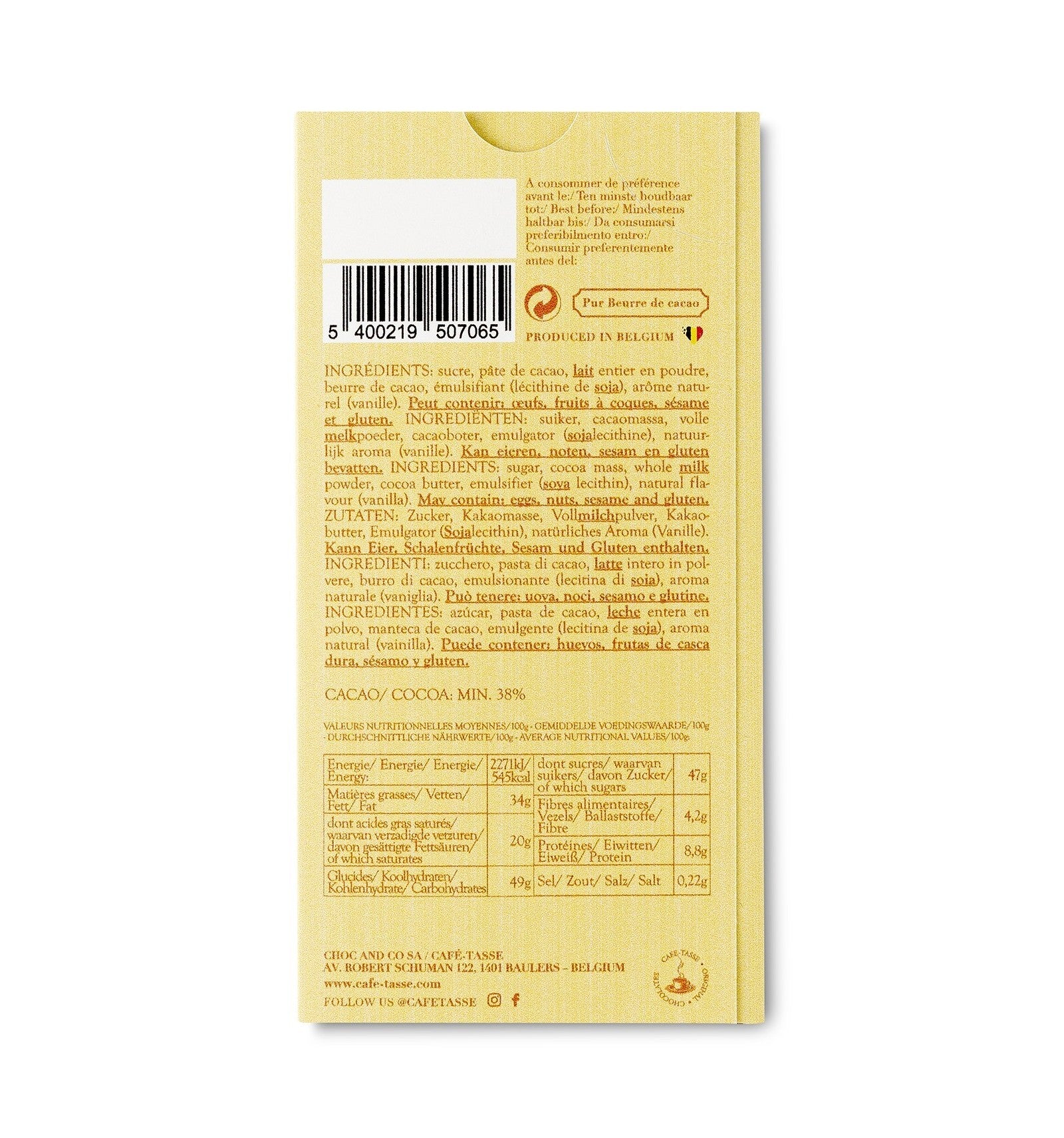 Tablete de Chocolate de Leite Edição Páscoa Café-Tasse 85g