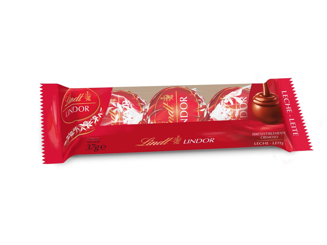 Bombons de Chocolate de Leite Lindor Lindt Trio 37g
