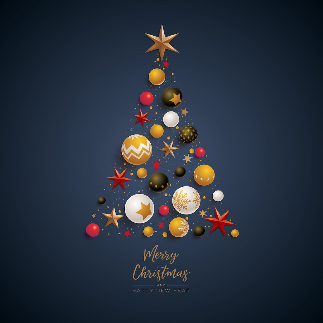 Postal Árvore de Natal Bolas Azul