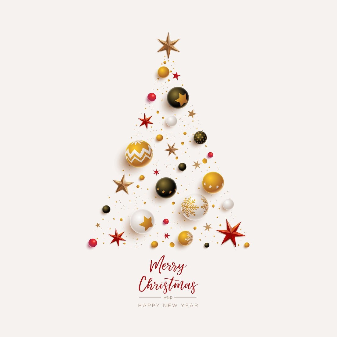 Postal Árvore de Natal Bolas Branco