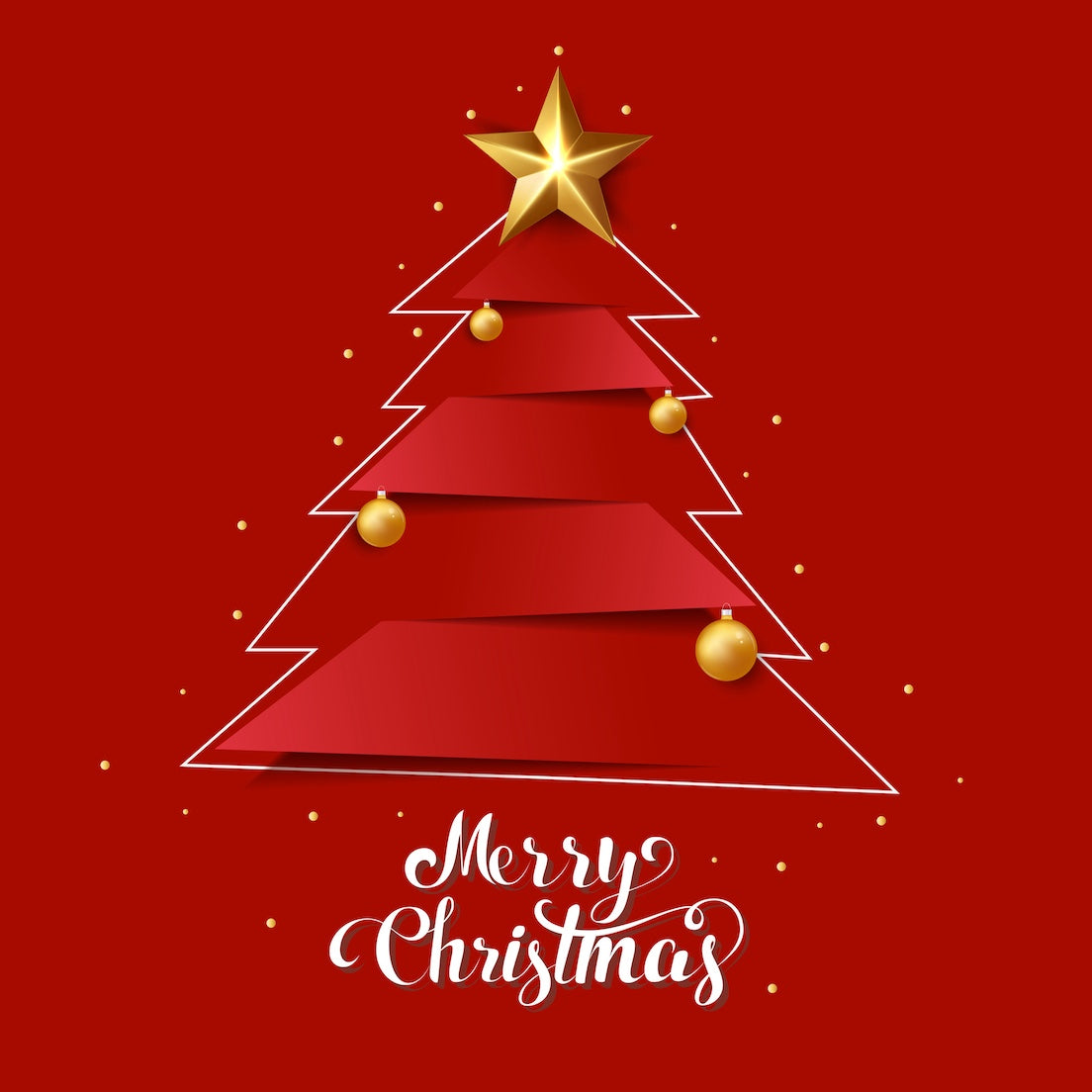 Postal Árvore de Natal Bolas Vermelho