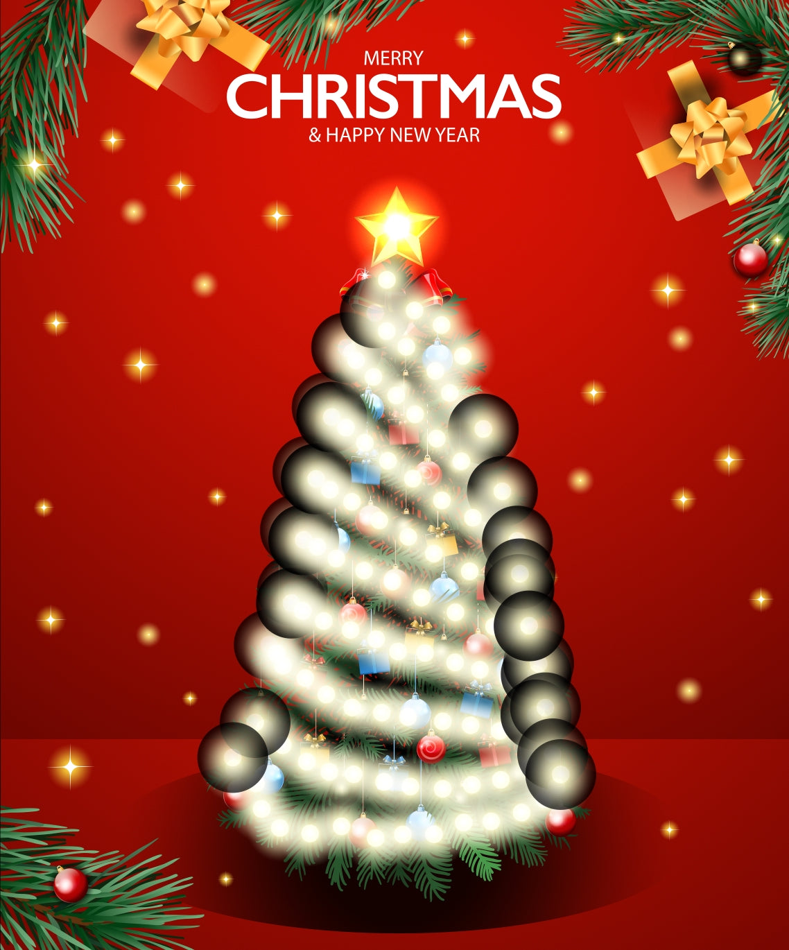 Postal de Natal Merry Christmas &amp; Happy New Year