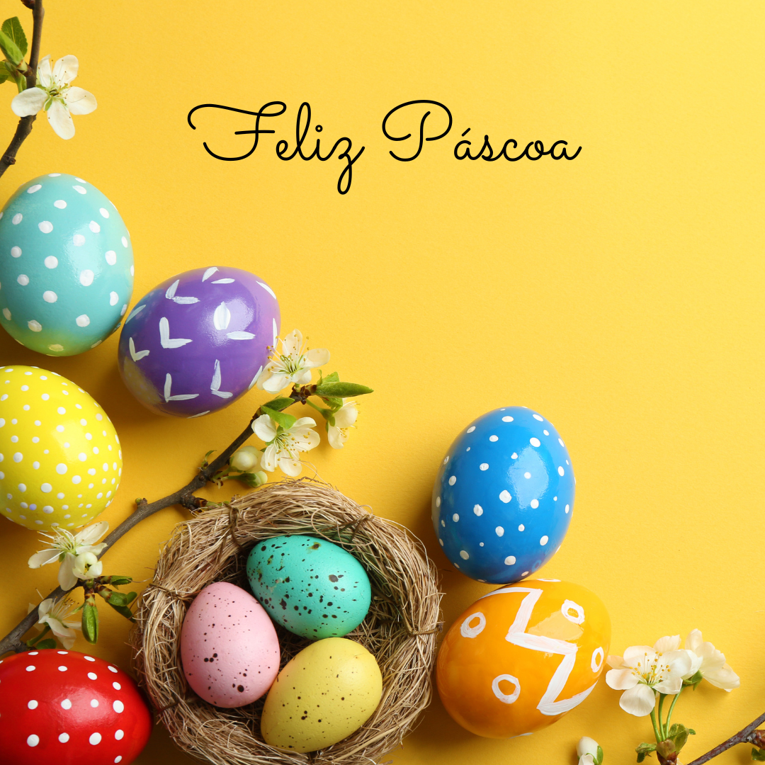 Postal de Páscoa Amarelo Feliz