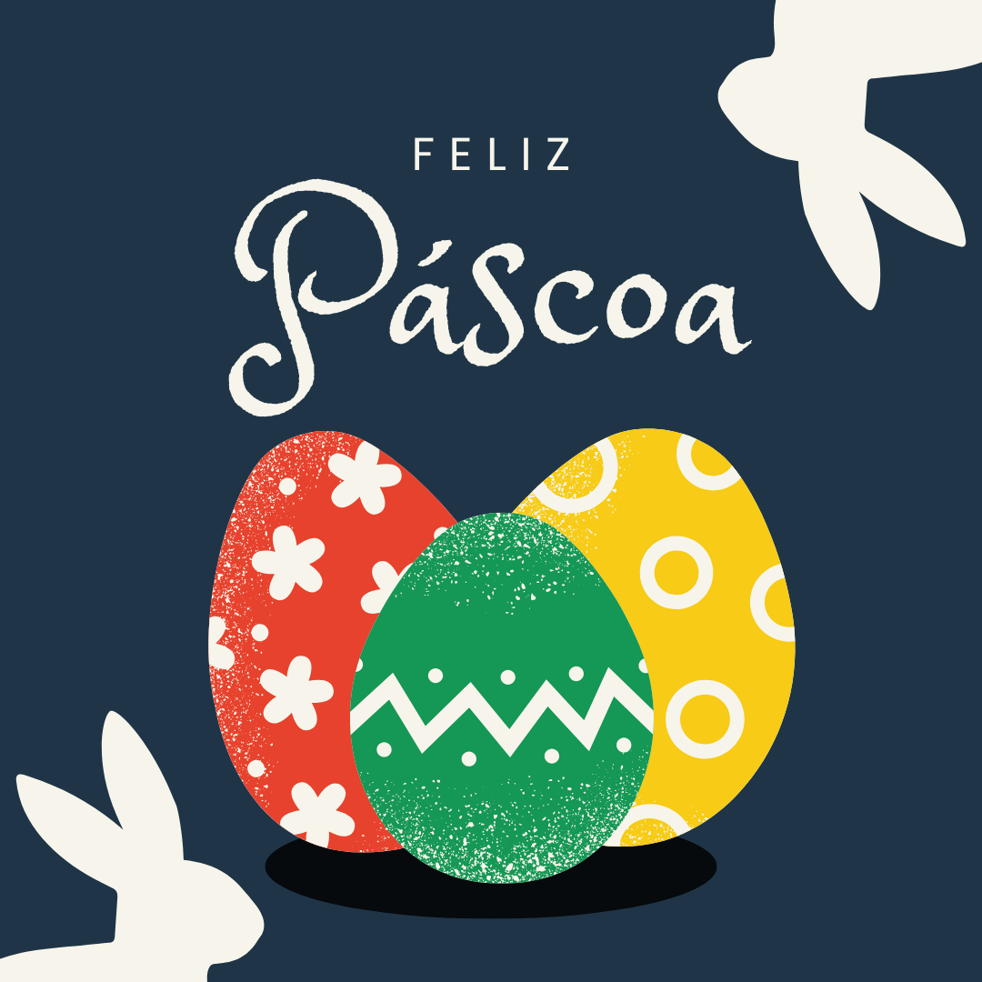 Postal de Páscoa Azul Feliz