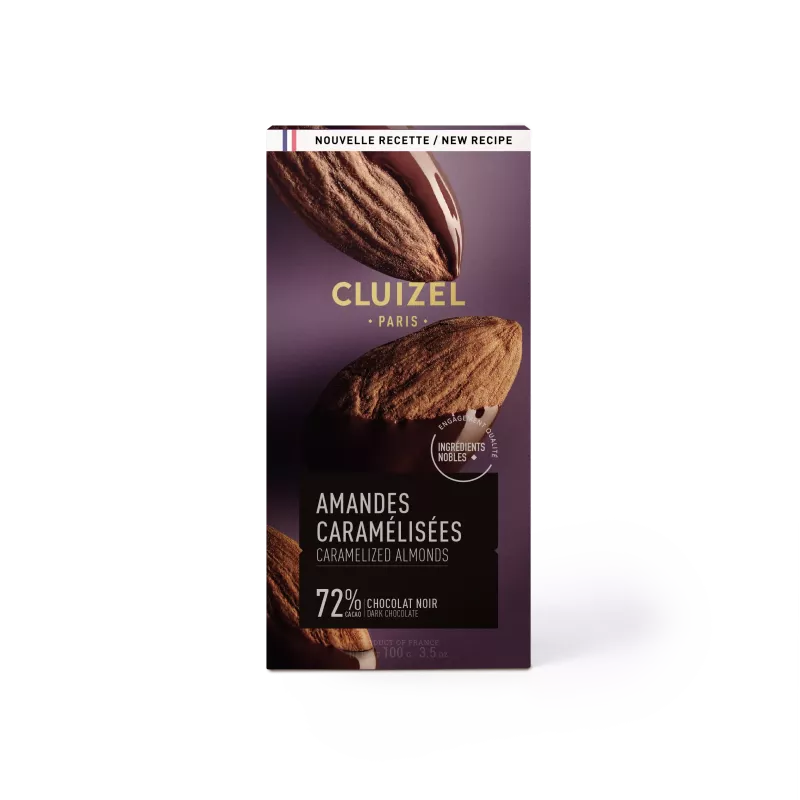 Tablete de Chocolate Negro 72% com Amêndoas Caramelizadas Cluizel
