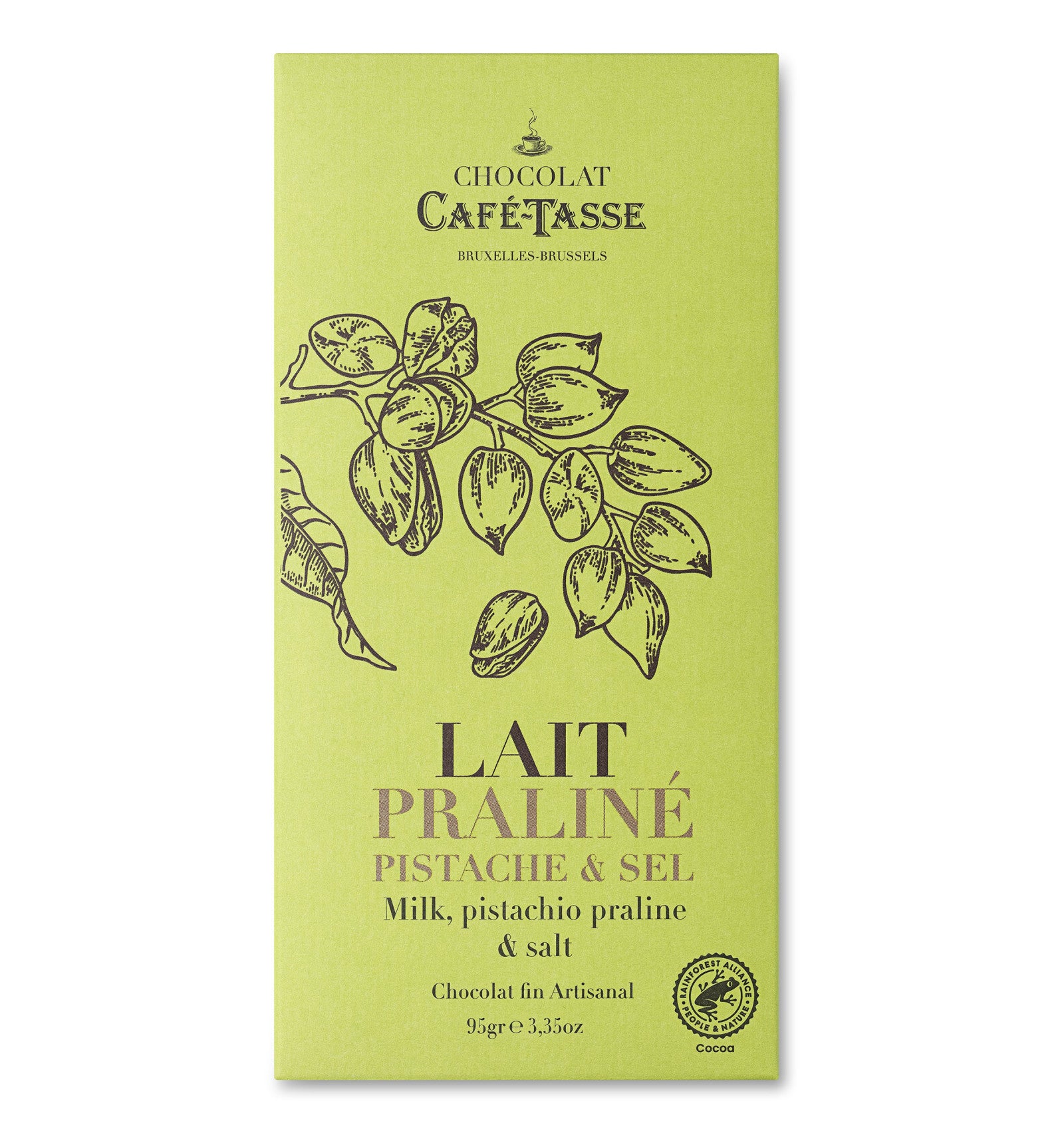 Tablete de Chocolate de Leite com Pistácio e Sal Café-Tasse