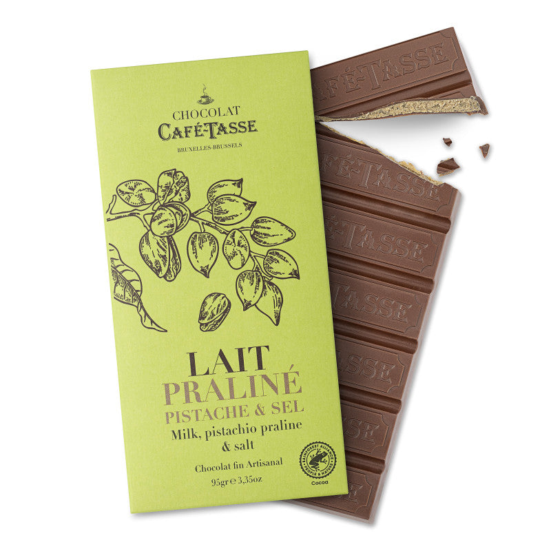 Tablete de Chocolate de Leite com Pistácio e Sal Café-Tasse