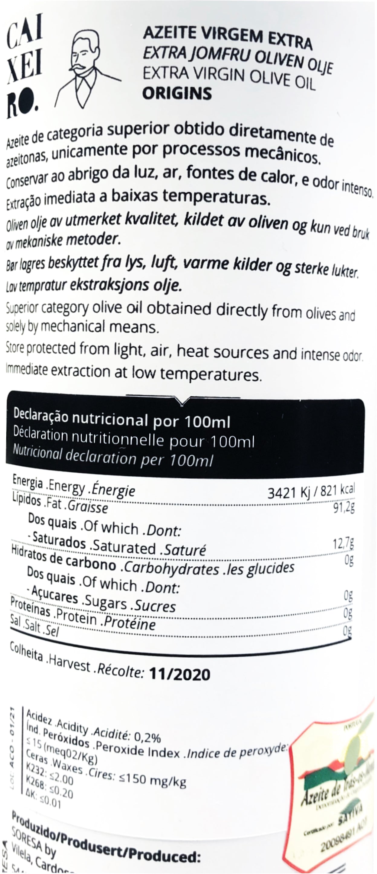 Azeite Virgem Extra Biológico DOP Origins Caixeiro