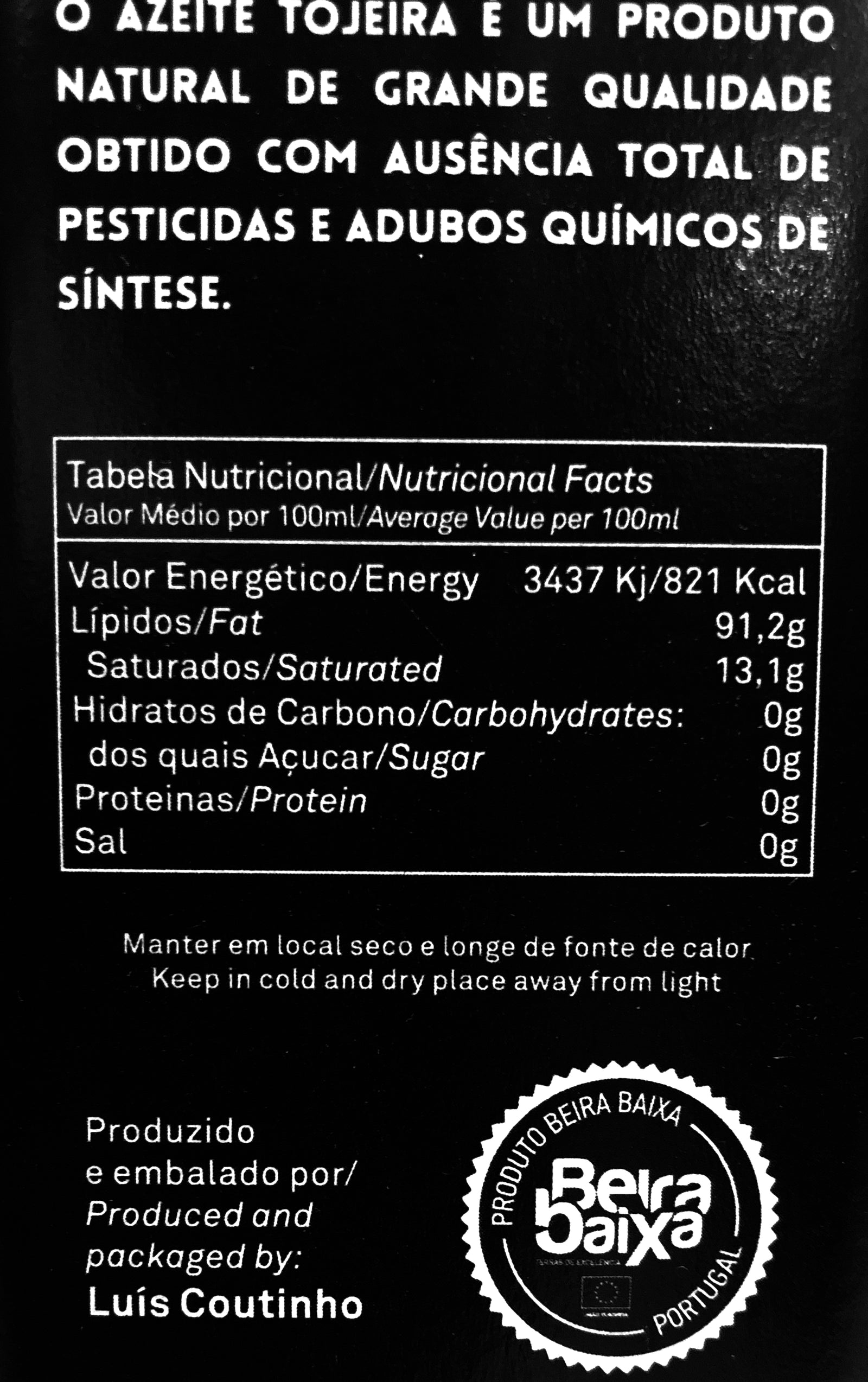 Azeite Virgem Extra Biológico Tapada da Tojeira
