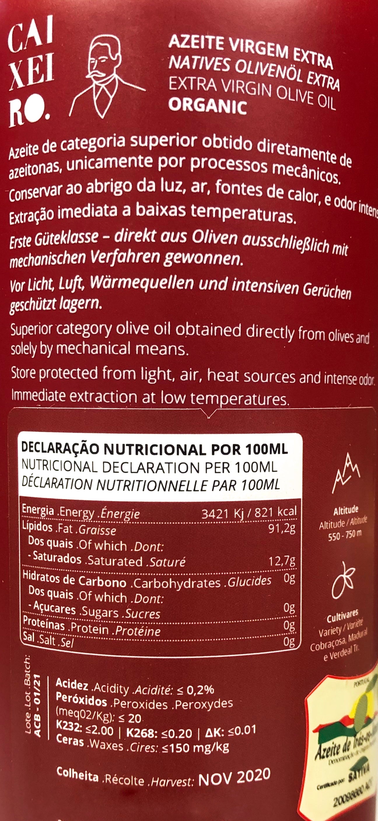 Azeite Virgem Extra DOP Organic Caixeiro