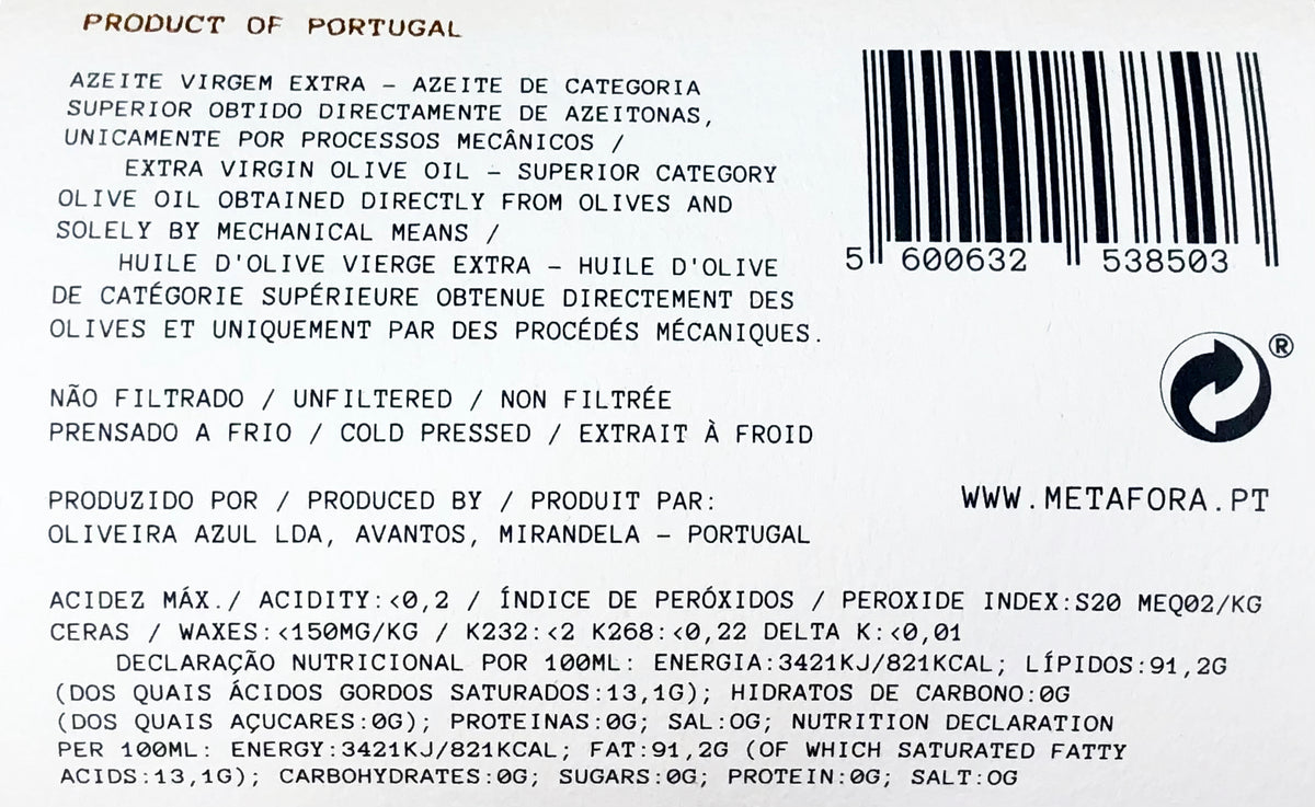 Azeite Virgem Extra Metáfora
