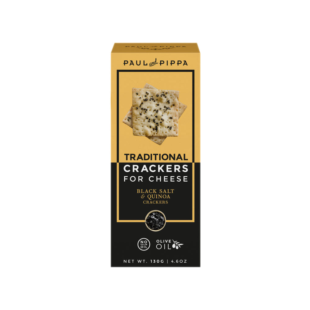 Crackers para Queijo com Sal Negro e Quinoa - Paul&Pippa