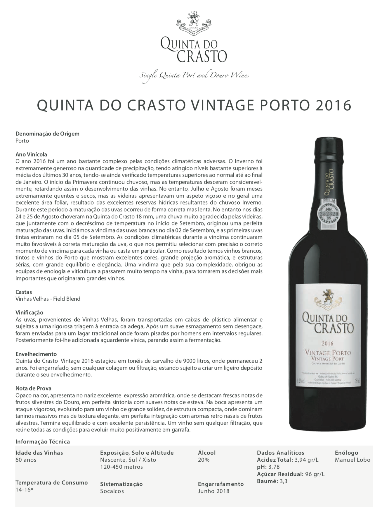 Vinho do Porto Vintage Quinta do Crasto