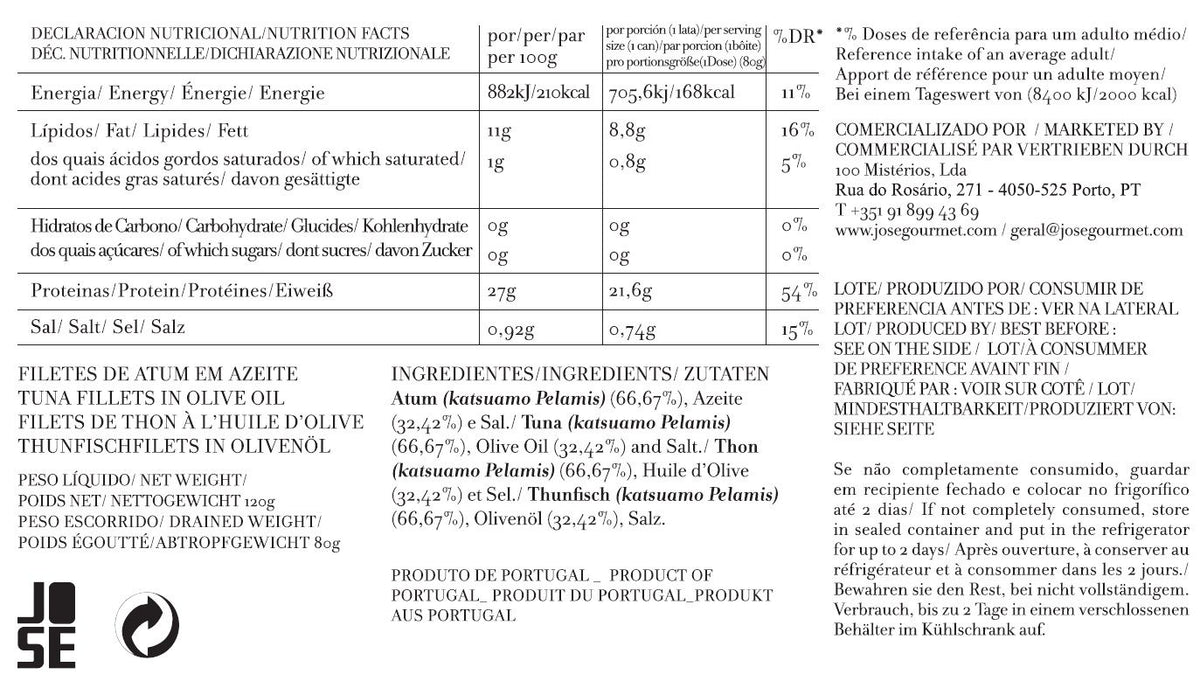 Filete de Atum em Azeite José Gourmet