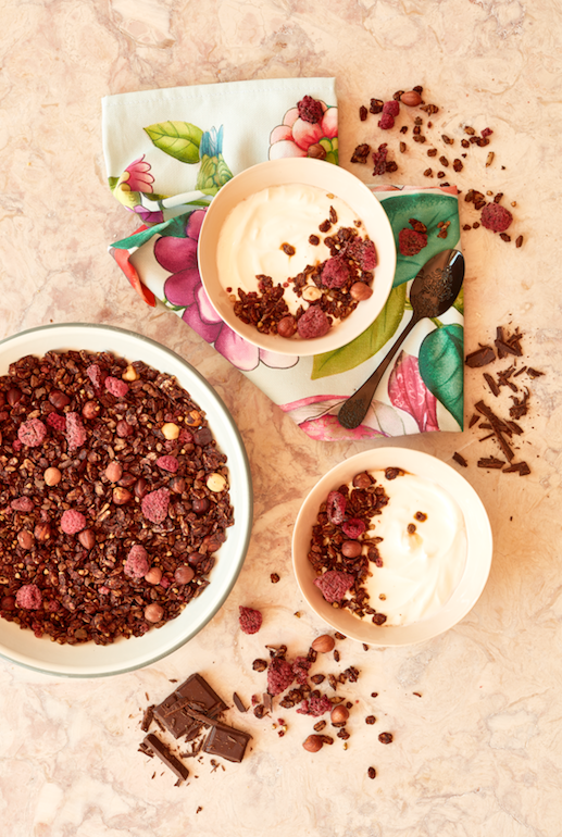 Granola de Cacau e Framboesa