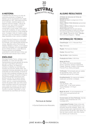 Vinho Moscatel Roxo 20 Anos . José Maria da Fonseca