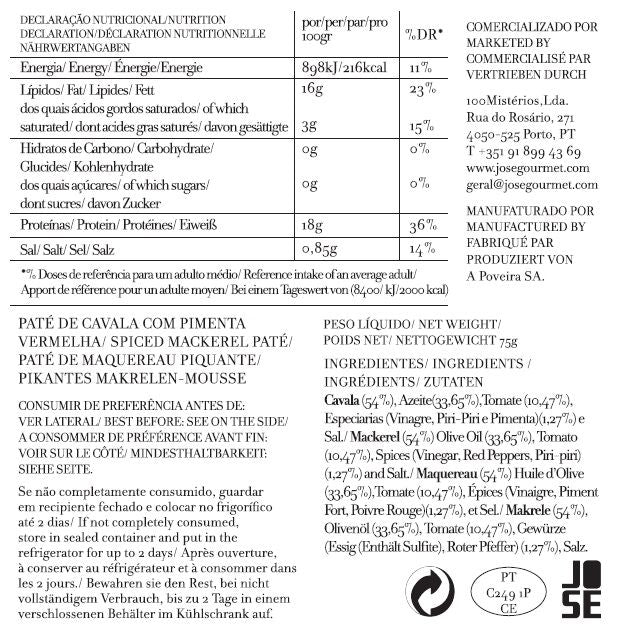 Paté de Cavala com Pimenta Vermelha José Gourmet