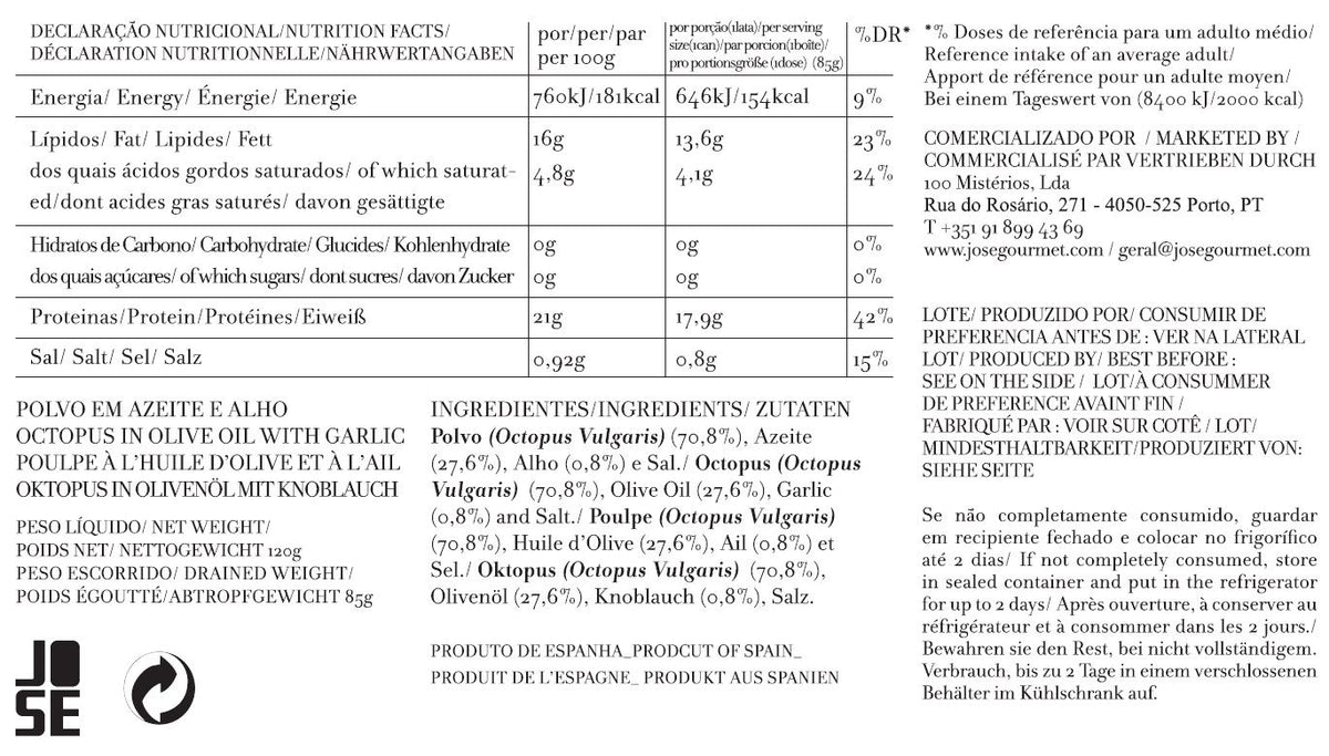 Polvo em Azeite e Alho José Gourmet