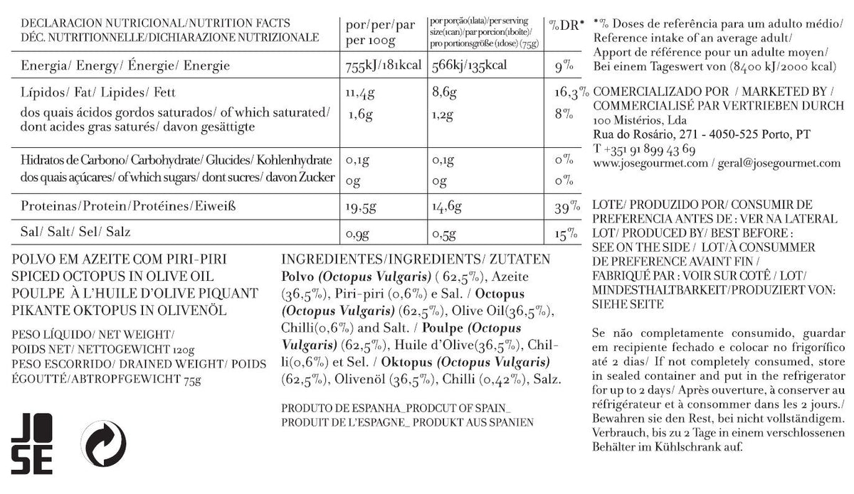 Polvo em Azeite com Piri-Piri José Gourmet