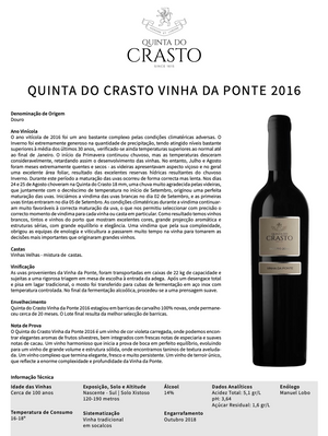 Vinho Tinto Vinha da Ponte . Quinta do Crasto . Douro