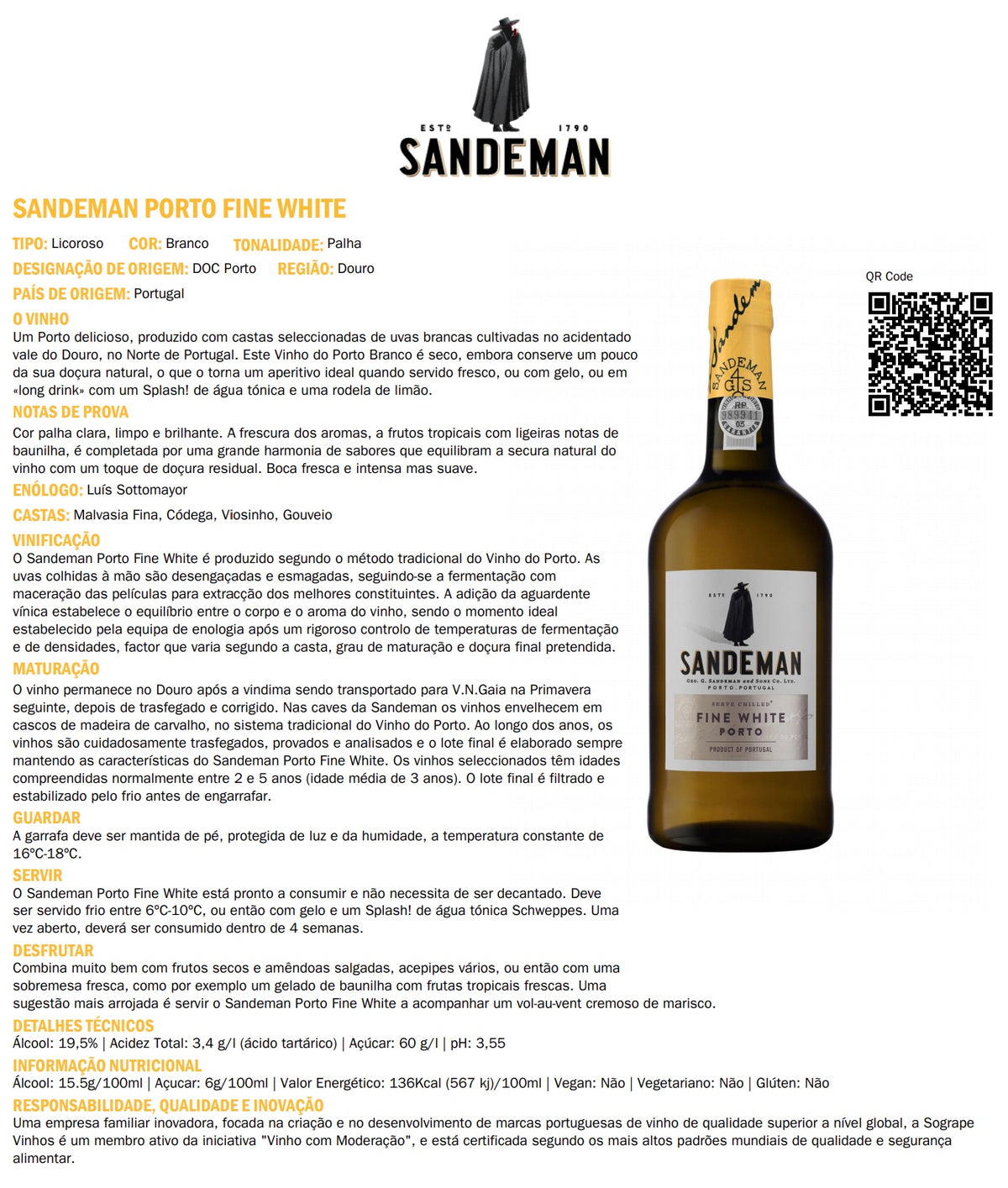 Vinho do Porto Fine White . Sandeman