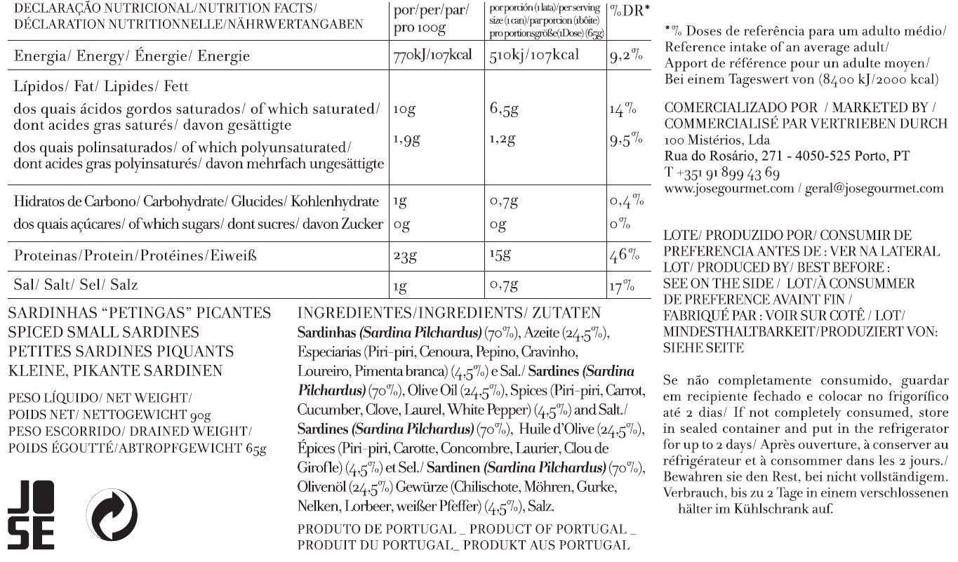 Sardinhas "Petingas" Picantes José Gourmet