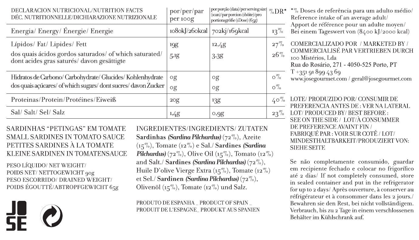 Sardinhas "Petingas" em Tomate José Gourmet