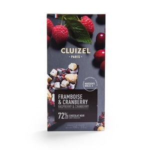 Tablete de Chocolate Negro 72% com Framboesa e Arando