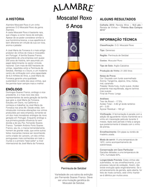 Vinho Alambre Moscatel Roxo 5 Anos