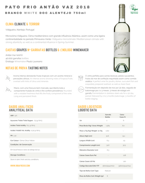 Vinho Branco Pato Frio . Antão Vaz . Ribafreixo . DOC Alentejo