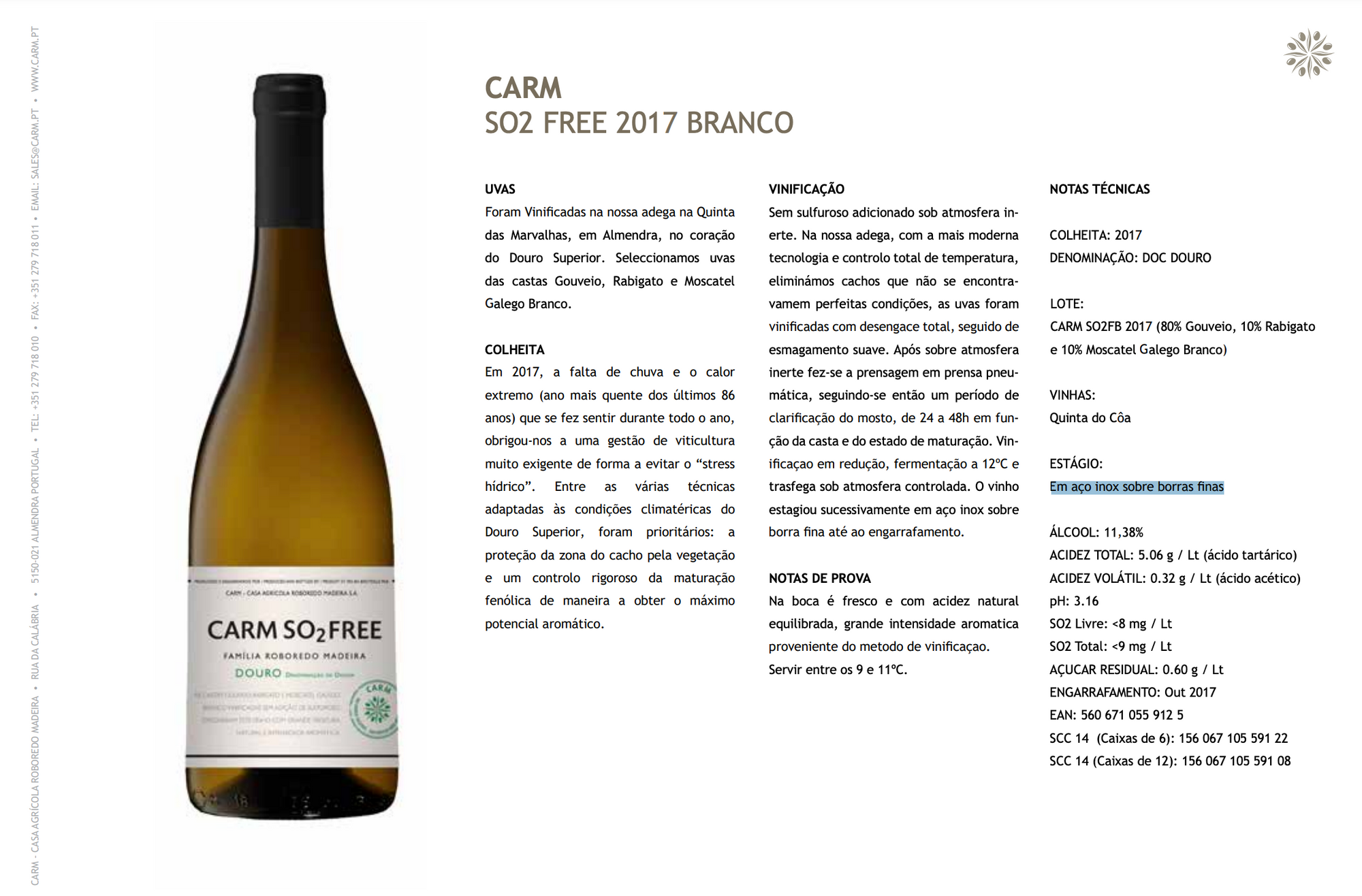 Vinho Branco SO2 FREE CARM