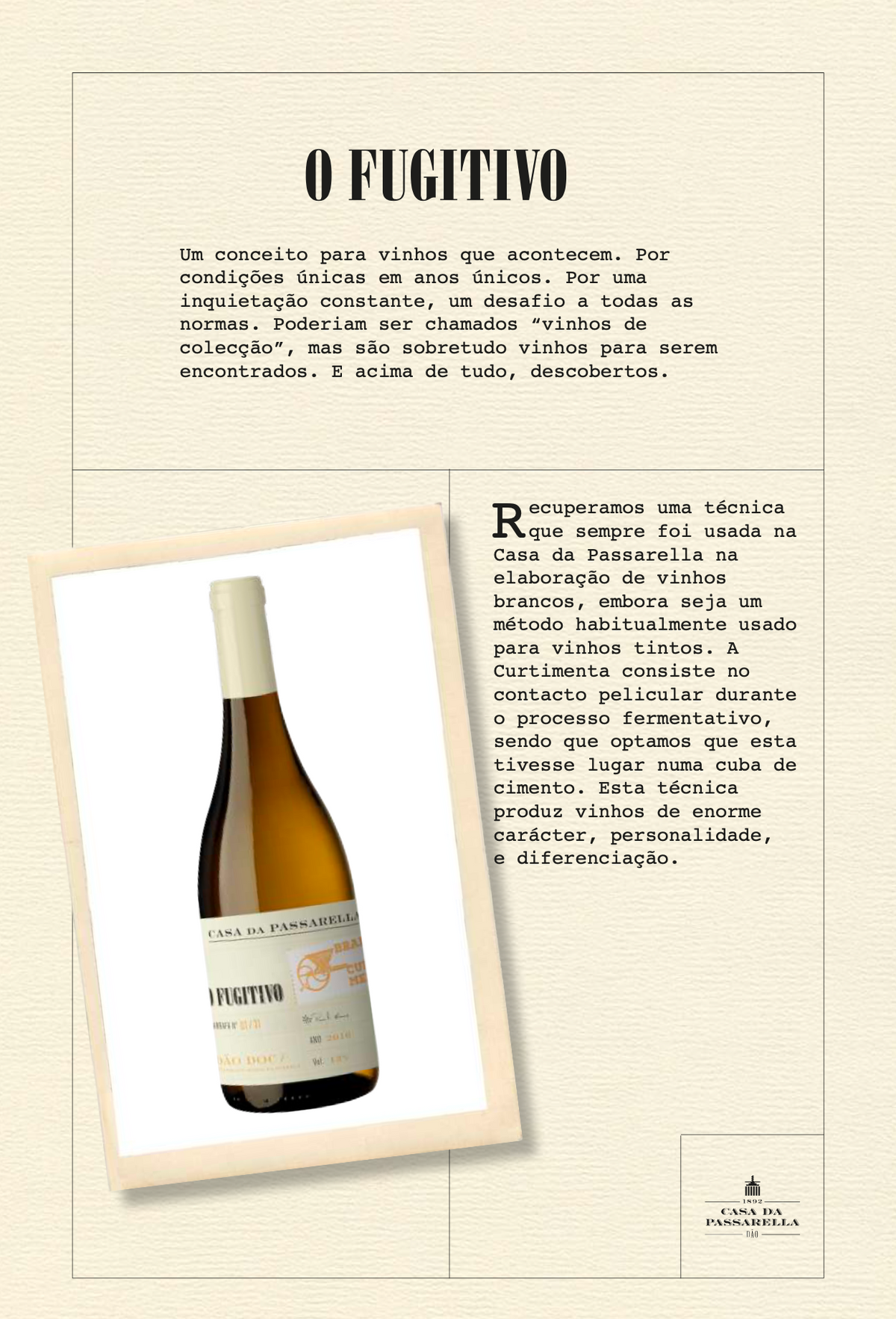 Vinho Branco em Curtimenta O Fugitivo - Casa da Passarella
