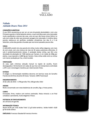 Vinho Tinto Adelaide 2014 Ficha Tecnica