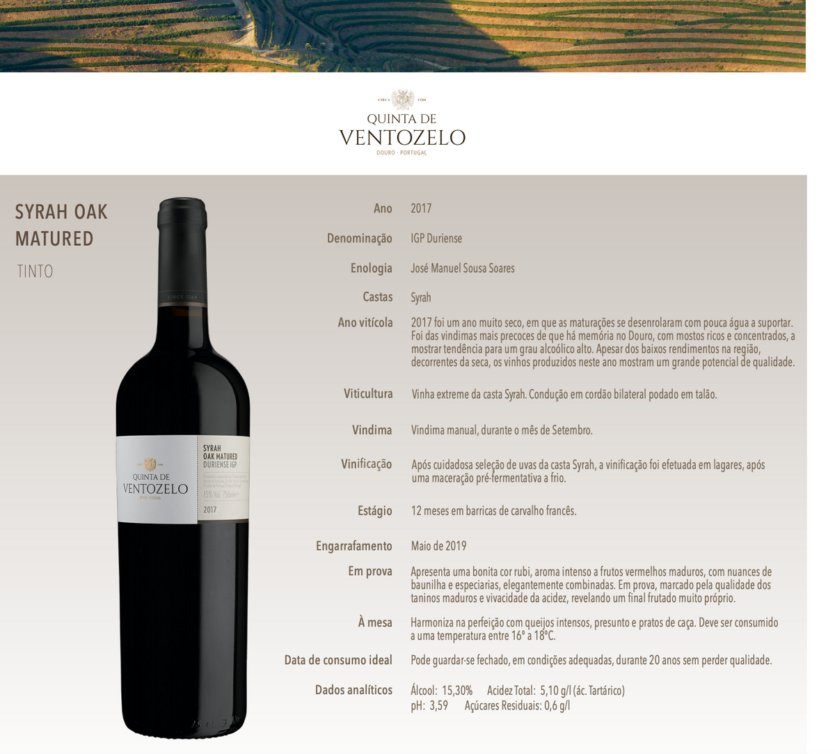 Vinho Tinto Syrah Oak Matured de Ventozelo