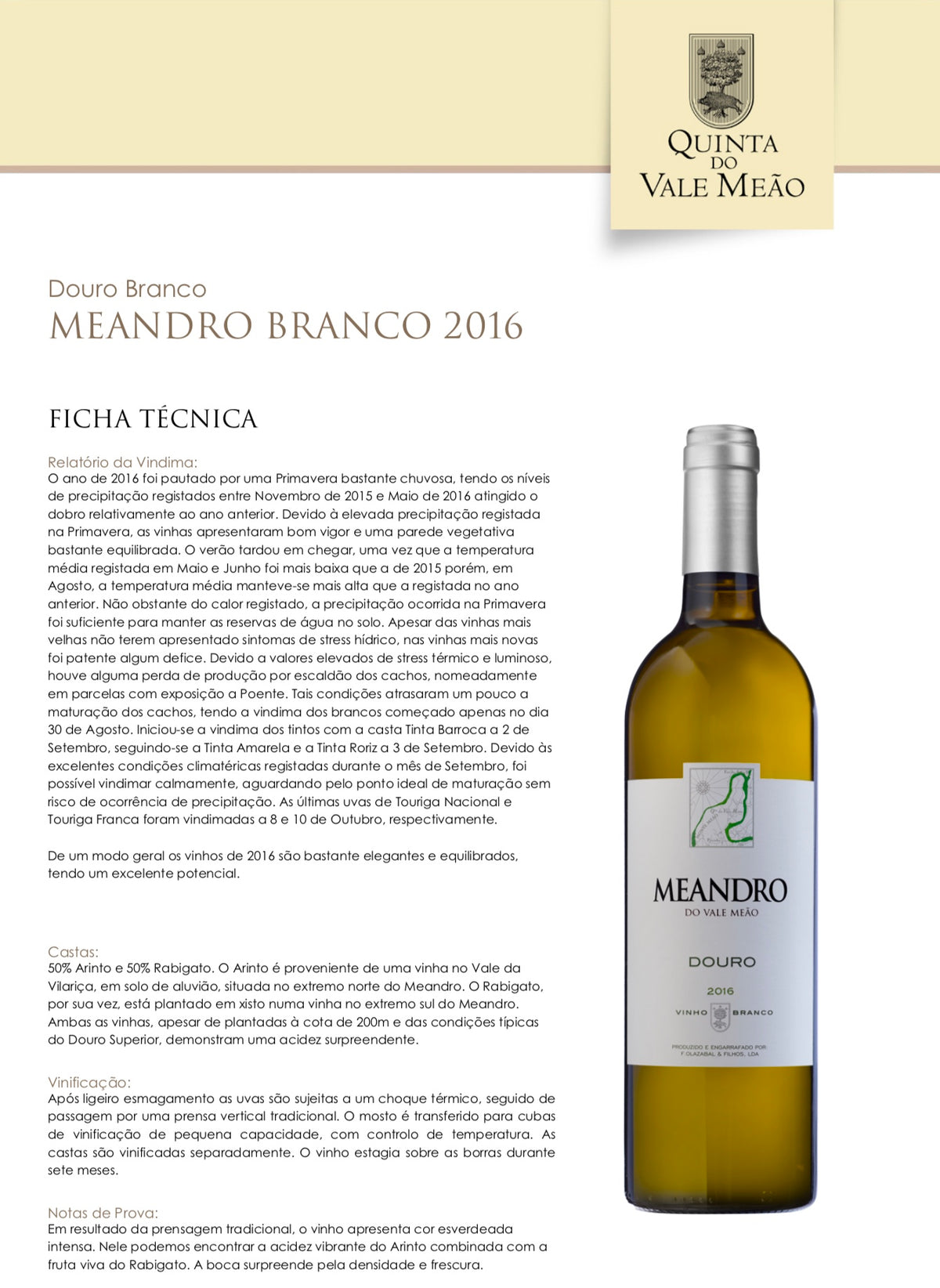 Vinho Branco Meandro . Quinta do Vale Meão