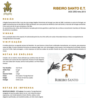 Vinho Tinto DOC Dão ET Ribeiro Santo . Giftbox