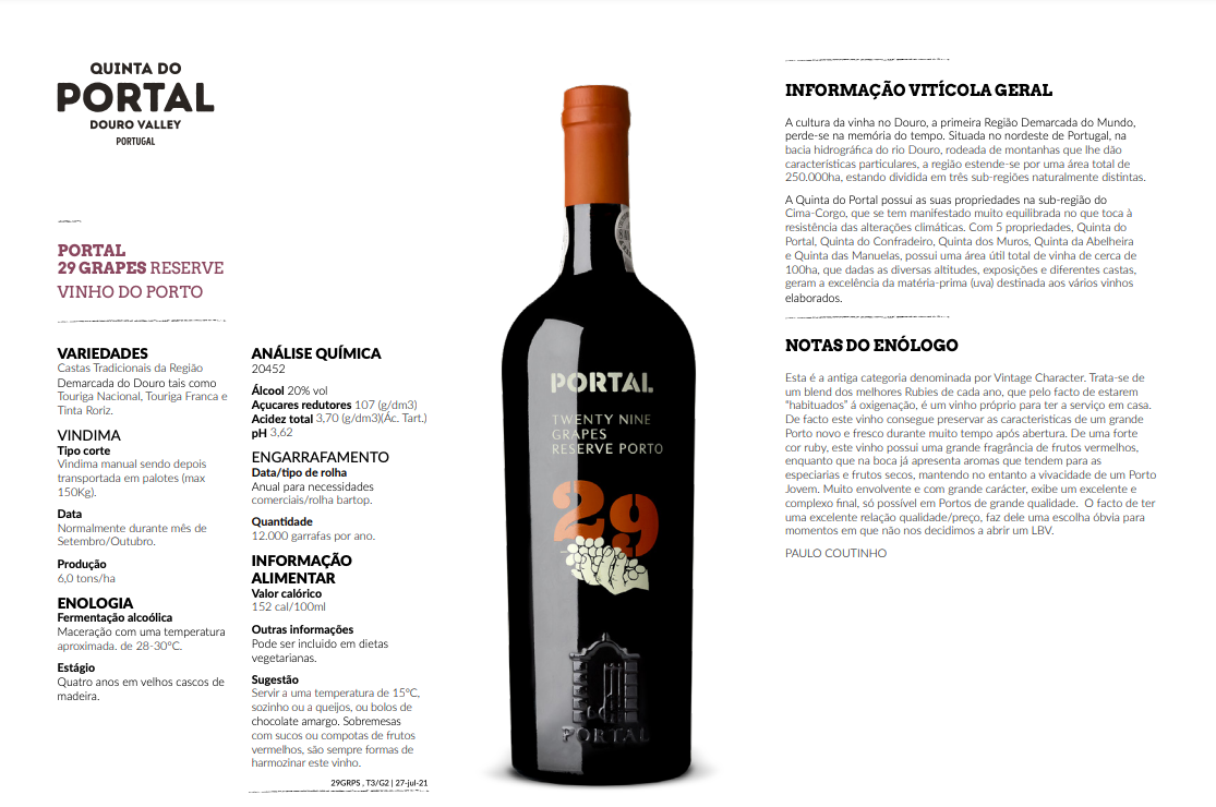 Vinho do Porto 29 Grapes Reserve Ruby Quinta do Portal